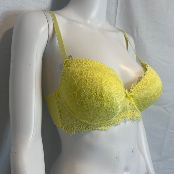 Sweet Thang Lace Push Up Bra - Yellow Size 36C RefFNB3 - Picture 5 of 7